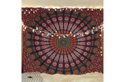 Gobelin bawełniany na ścianę z Indii 215x230cm mandala ręcznie wykonana insyjska