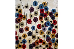 Kolorowy designerski nowoczesny dywan wełniany ok 200x300cm Indie 2cm gruby beżowe tło