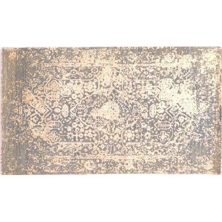 Unikatowy szary dywan jedwabny z Nepalu deseń vintage 90x160cm luksus jedwab z bananowca