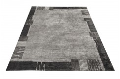 Luksusowy nepalski dywan patchwork szary 250x300 wełna i jedwab
