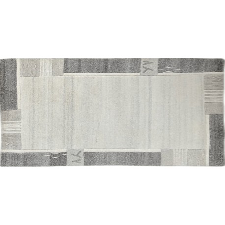 Ręcznie tkany wełniany z jedwabiem dywan indyjski Nepal 90x160cm klasyczny szary