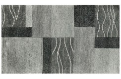 Ręcznie tkany wełniany z jedwabiem dywan indyjski Nepal 90x160cm patchwork jasny szary