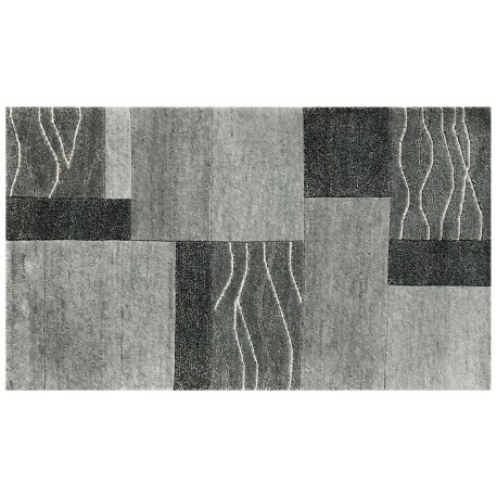 Ręcznie tkany wełniany z jedwabiem dywan indyjski Nepal 90x160cm patchwork jasny szary
