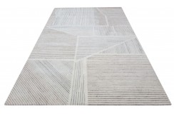 100% wełna gruby dywan z Indii 200x300cm beżowy geometryczny