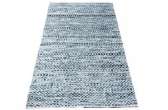 Piękny ręcznie wykonany płasko tkany kilim dywan wełniana filcowana gruba przędza z Indii 160x230cm biało-niebieski dwustronny