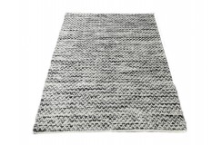 Piękny ręcznie wykonany płasko tkany kilim dywan wełniana filcowana gruba przędza z Indii 160x230cm biało-niebieski dwustronny