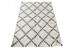 100% wełniany gęsty gruby dywan kilim 160x230 brązowo beżowo-brązowy ręcznie tkany z Indii geometryczny