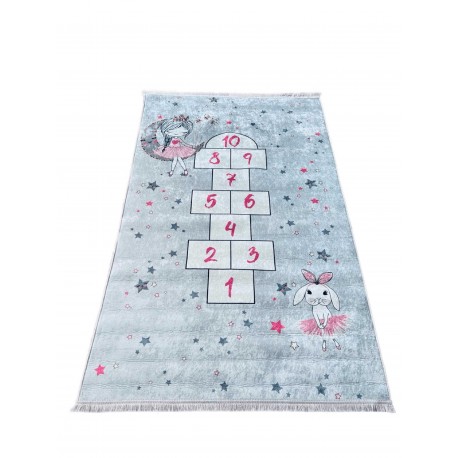 Miękki dywan dla dzieci Kids Gra w klasy z wróżką - księżniczką dla dziewczynki 120x180cm kolorowy