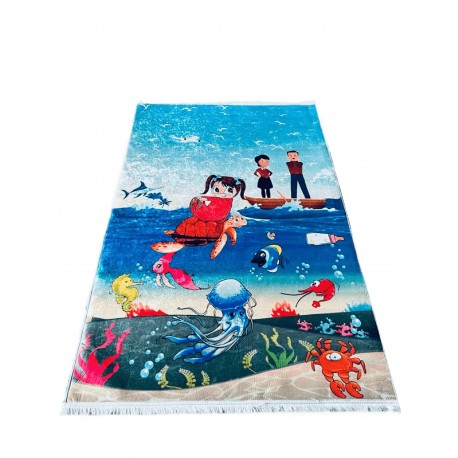 Miękki dywan dla dzieci morskie zwierzęta i rodzinne wakacje 120x180cm dla dziewczynki