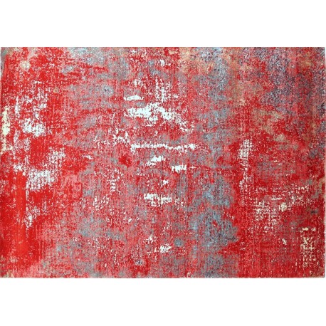 Unikatowy dywan jedwabny (jedwab z włókna bananowca) z Nepalu deseń vintage 170x240cm luksusowy czerwony