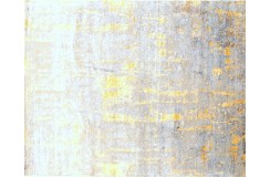Unikatowy turkusowy dywan jedwabny z Nepalu deseń vintage 240x300cm luksus jedwab z bananowca szary, żółty