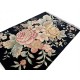 Piękny dywan Aubusson ręcznie tkany z Chin 160x230cm 100% wełna przycinany rzeźbiony czarny z kolorowymi kwiatami piwonii