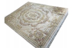Piękny dywan Aubusson Habei ręcznie tkany z Chin 250x300cm 100% wełna przycinany rzeźbione kwiaty beżowy brązowy