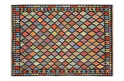 Kolorowy dywan kilim Maimana 200x300cm z Afganistanu 100% wełna dwustronny rustykalny