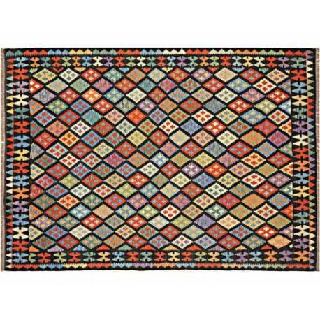 Kolorowy dywan kilim Maimana 200x300cm z Afganistanu 100% wełna dwustronny rustykalny