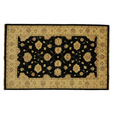 Czarny Dywan Afghan Chobi Ziegler 100% wełna kamienowana ręcznie tkany 150x200