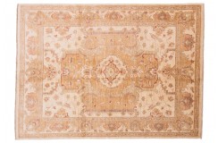 Beżowy dywan Afghan Chobi Ziegler 100% wełna kamienowana 154x204