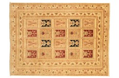 Geometryczny wzór dywan Afghan Chobi Ziegler 100% wełna kamienowana 151x202