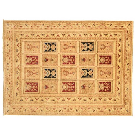 Geometryczny wzór dywan Afghan Chobi Ziegler 100% wełna kamienowana 151x202