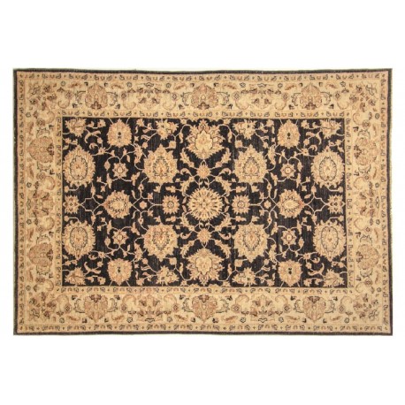 Czarno złoty dywan Afghan Chobi Ziegler 100% wełna kamienowana 163x236