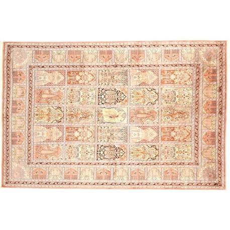 Dywan Kaszmir (Kaschmir) z naturalnego jedwabiu klasyczny ok 200x300cm Indie ręcznie tkany klasyczny w kwatery