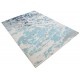 Nowoczesny niebiesko-szary dywan do salonu 100% wełniany wzór moro abstrakcyjny 160x230cm