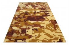 Nowoczesny ceglasto-pomarańczowy dywan do salonu 100% wełniany wzór moro abstrakcyjny 160x230cm