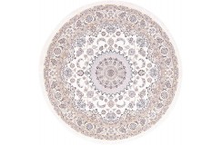 Ręcznie tkany okrągły dywan Nain 9la z Iranu 100% wełna 250x250cm beżowy perski oryginał