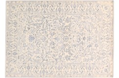 Jasny dywan kwiatowy vintage z wełny owczej i jedwabiu ok 170x240cm luksus ręcznie tkany w Indiach