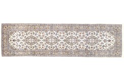 Beżowy oryginalny dywan Kashan (Keszan) z Iranu wełna chodnik perski ok 90x300cm
