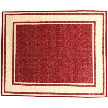 Czerwony lśniacy dywan z Nepalu Art Deco wełna / jedwab 200x250cm luksusowy