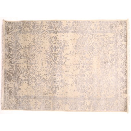 Beżowo - brązowy dywan z Nepalu design abstrakcyjny vintage Contemprary wełna / jedwab 170x240cm luksusowy