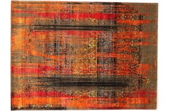 Odważny, kolorowy dywan z Nepalu design abstrakcyjny vintage Contemprary wełna / jedwab 170x240cm luksusowy