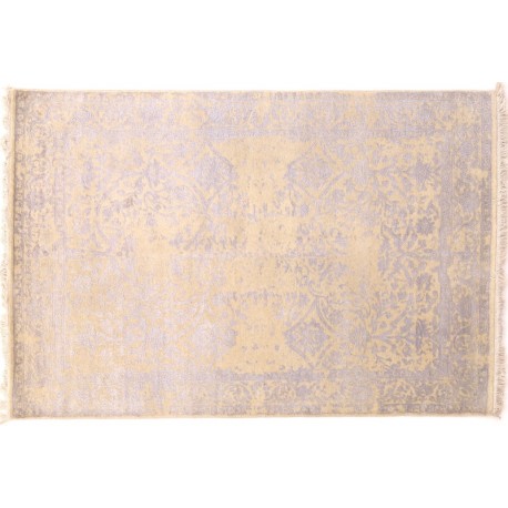 Jasny dywan kwiatowy vintage z wełny owczej i jedwabiu ok 120x180cm Tabris Vintage z Indii