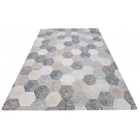Stonowany designerski nowoczesny dywan wełniany ok 160x230cm Indie 2cm gruby geometryczny