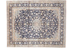 Granatowy perski ręcznie tkany dywan Keszan - Keshan z Iranu 100% wełnia ok 250x320cm