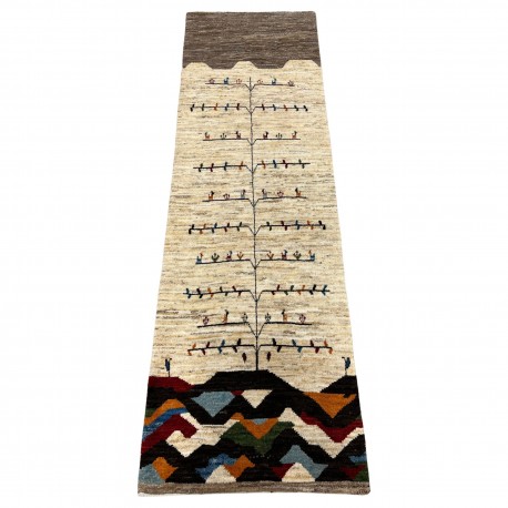 Etniczny dywan ręcznie tkany perski Kaszkaj Gabbeh Loribaft Iran 100% wełna gruby 80x300cm chodnik