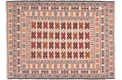 Kolorowy dywan kilim Gol Bardżasta 140x200cm z Afganistanu 100% wełna dwustronny soumak