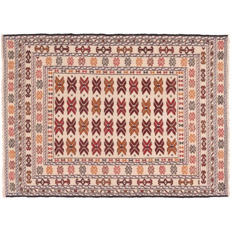 Kolorowy dywan kilim Gol Bardżasta 140x200cm z Afganistanu 100% wełna dwustronny soumak