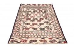 Etniczny kilim szary z Afganistanu dzieło Sumak nomadyczny 130x200cm