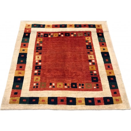 Etniczny dywan ręcznie tkany perski Gabbeh Nomad Life Iran 100% wełna gruby 200x200cm tkany przez Nomadów