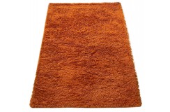 Gruby dywan shaggy wełna owcza 170x240cm pomarańczowy, ręcznie tkany - Indie
