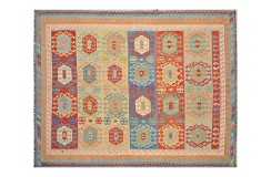 Kolorowy dywan kilim Maimana 300x400cm z Afganistanu 100% wełna dwustronny rustykalny