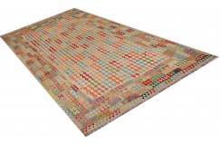 Etniczny kilim szary z Afganistanu dzieło Chobi nomadyczny 300x400cm