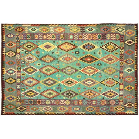 Kolorowy dywan kilim Maimana 300x400cm z Afganistanu 100% wełna dwustronny rustykalny