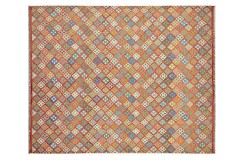 Geometryczny dywan kilim Maimana 300x400cm z Afganistanu 100% wełna dwustronny rustykalny