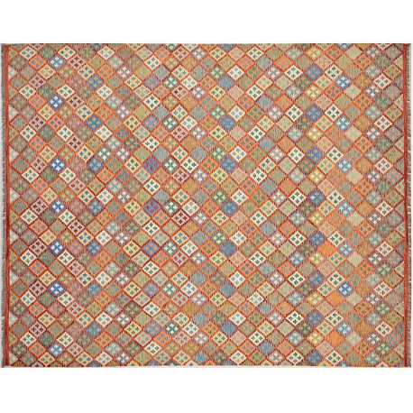 Geometryczny dywan kilim Maimana 300x400cm z Afganistanu 100% wełna dwustronny rustykalny