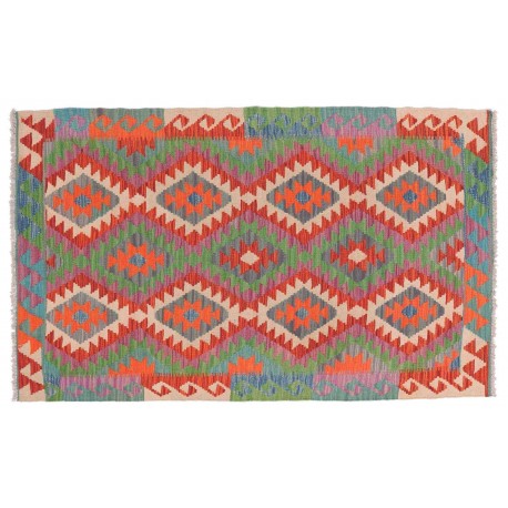 Kolorowy dywan kilim Old Style 100x160cm z Afganistanu 100% wełna dwustronny rustykalny