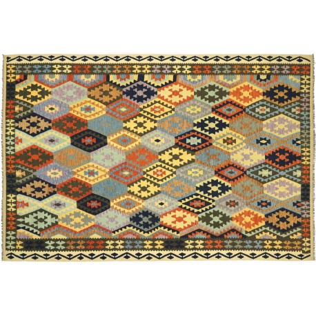 Kolorowy dywan kilim Old Style 250x350cm z Afganistanu 100% wełna dwustronny rustykalny