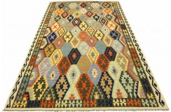 Etniczny kilim szary z Afganistanu dzieło Chobi nomadyczny 250x350cm